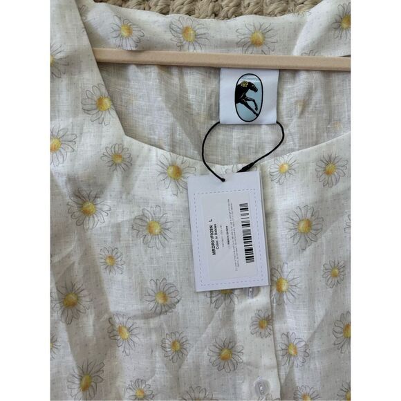 NWT Sleeper Marseille mini dress linen daisy, Large $270 - Picture 7 of 10